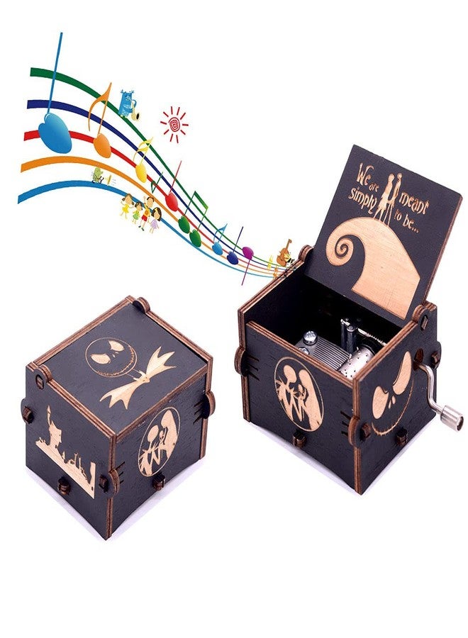 Keast We Are Simply Meant to Be Hand Crank Music Boxes, Unique Vintage Laser Engraved Wood Nightmare and Christmas Music Box Valentine's Day Gift for Women - Image 1
